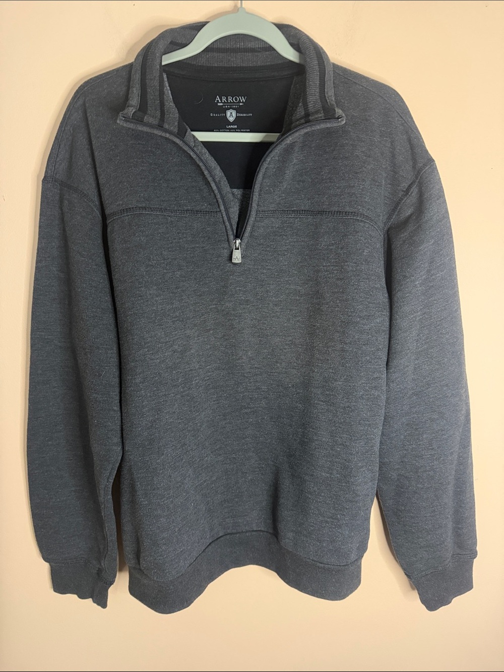 Arrow Men’s Dark Charcoal Zip-Up Pullover Sweater